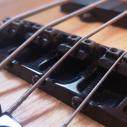 A set of electric bass strings.